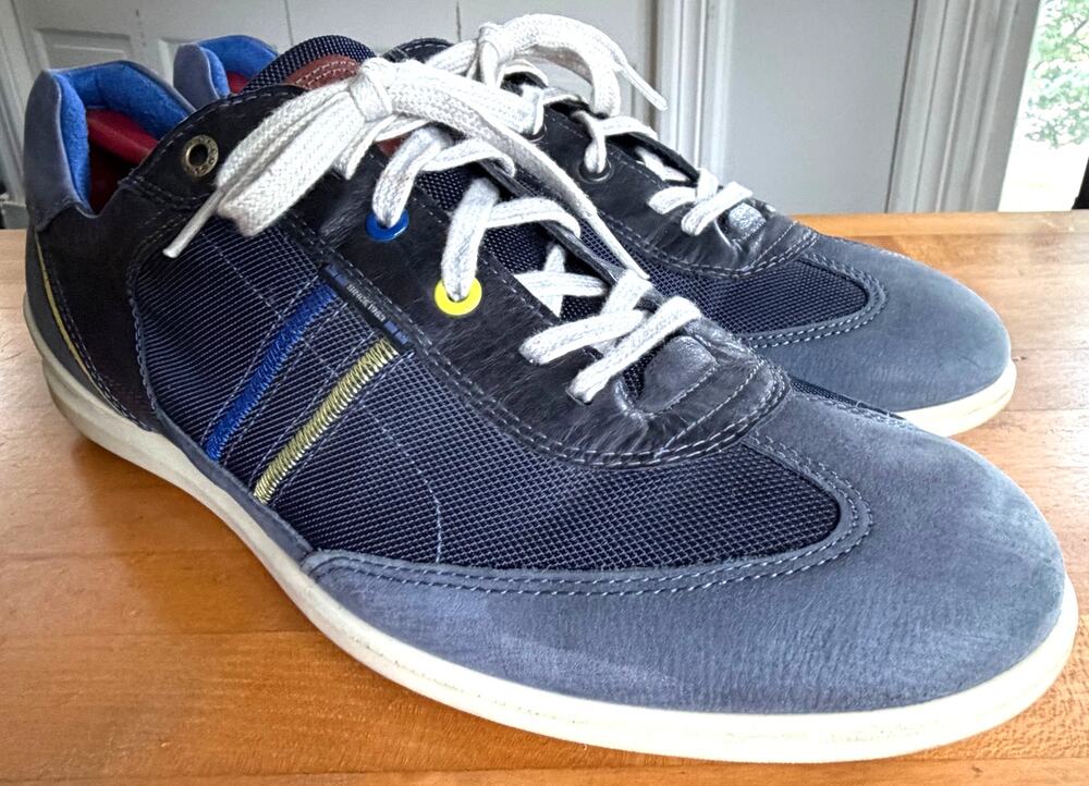 ECCO Men's Chandler Sport Tie Oxford Sneaker Retro Blue Nubuck Suede Mesh Sz 13